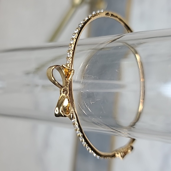 Kate Spade New York "Love Notes" Mini Bow Gold Pave Bangle/Bracelet - NWOT - Picture 1 of 17